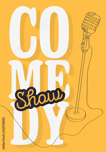 Comedy Show Poster With  Microphone Vector Image