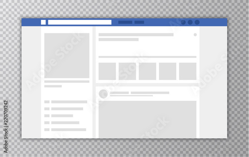Browser window with Web page. Concept of Social Media Interface template. User Comments. Vector illustration.
