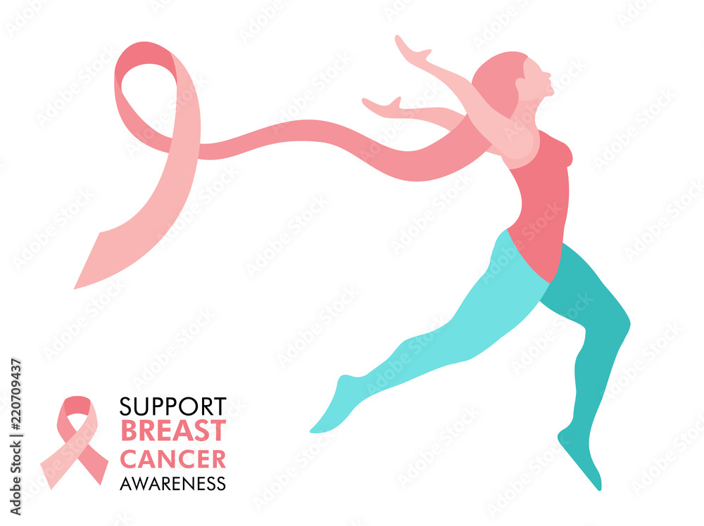Breast Cancer Care pink ribbon hair woman concept