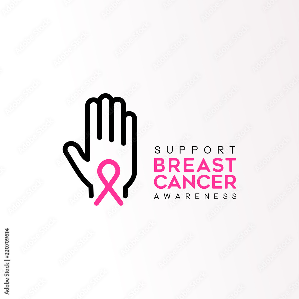 Fototapeta premium Breast Cancer care pink ribbon support text quote