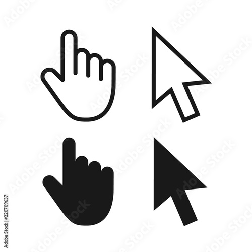 Computer mouse click cursor gray arrow icons set and loading icons. Cursor icon. Vector illustration.