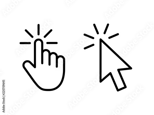 Computer mouse click cursor gray arrow icons set and loading icons. Cursor icon. Vector illustration. photo