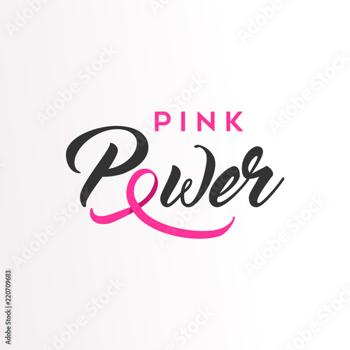 Pink Power ribbon text for Breast Cancer Awareness