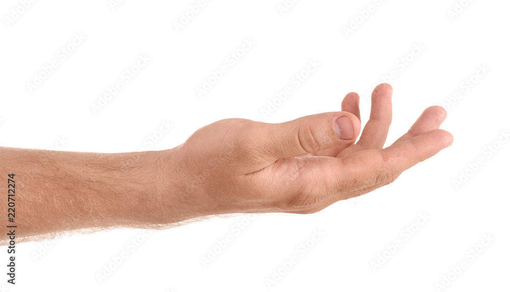 Abstract young man's hand on white background Abstract young man's hand on white background