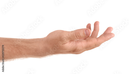 Abstract young man's hand on white background © New Africa