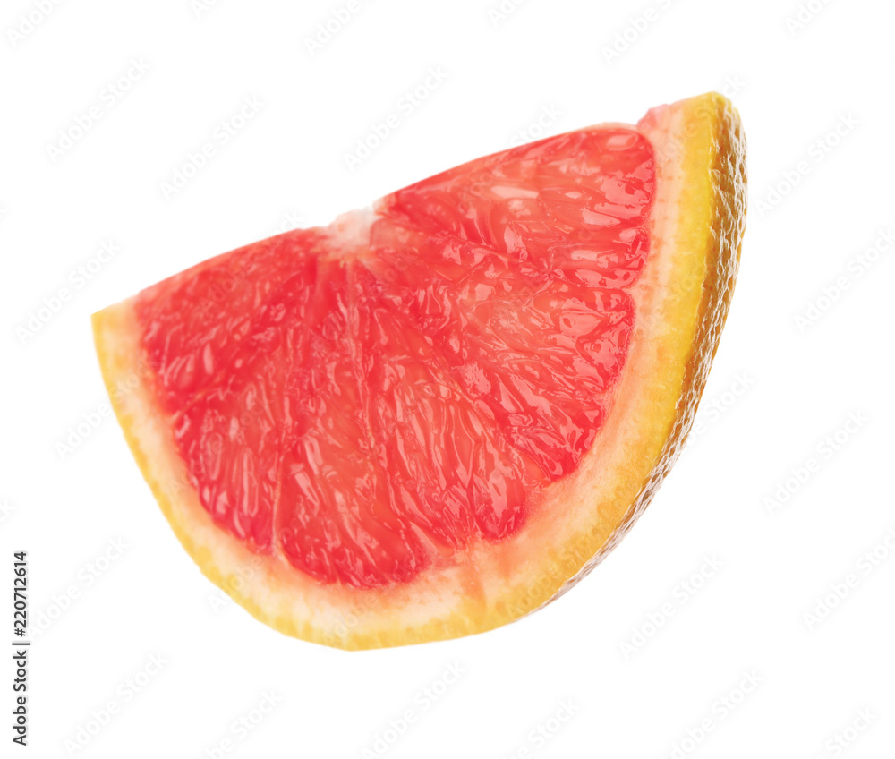 Slice of ripe juicy grapefruit on white background Slice of ripe juicy grapefruit on white background