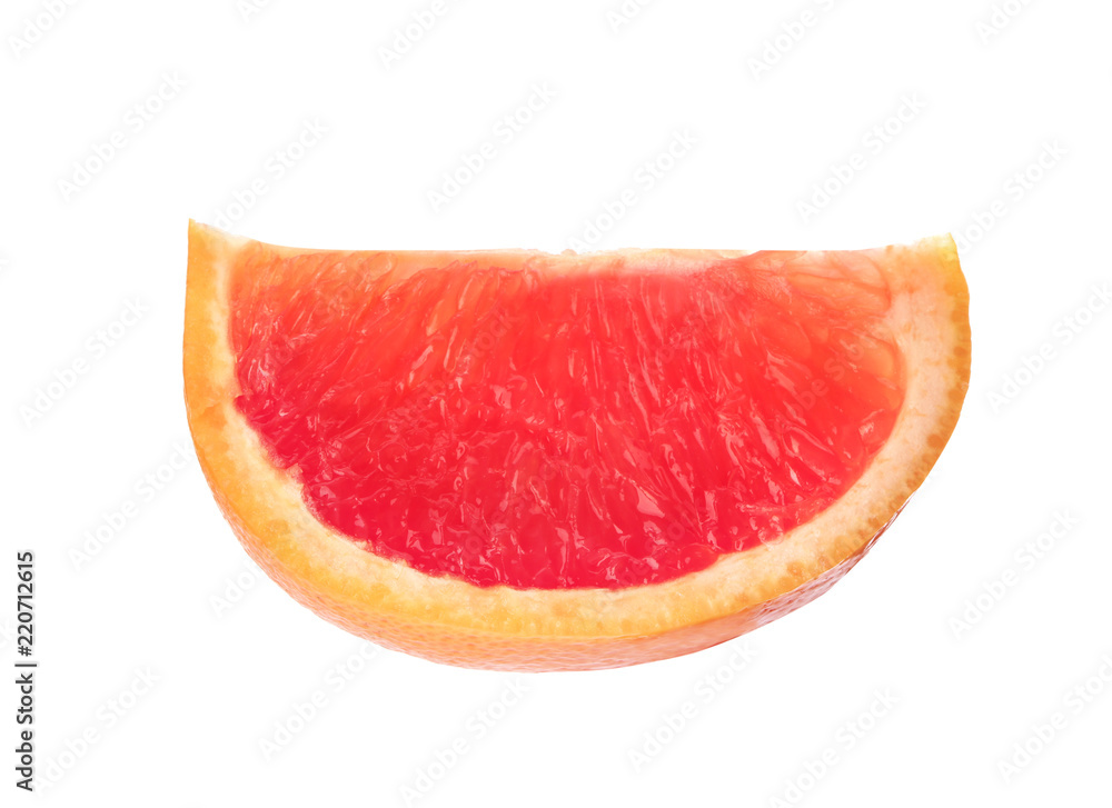 Slice of ripe juicy grapefruit on white background Slice of ripe juicy grapefruit on white background