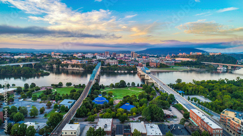 Downtown Aerial of Chattanooga, Tennessee, USA Skyline