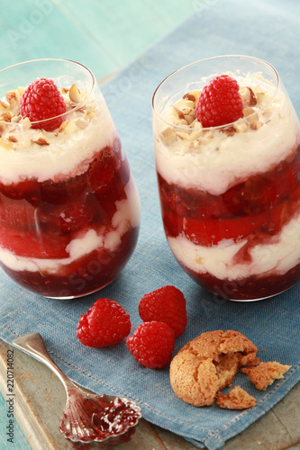 raspberry fruit trifle dessert