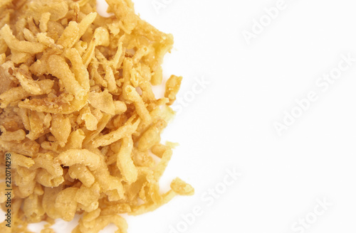 Crispy Fried Onions on a White Background