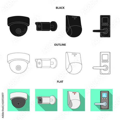 Isolated object of cctv and camera logo. Collection of cctv and system stock symbol for web.