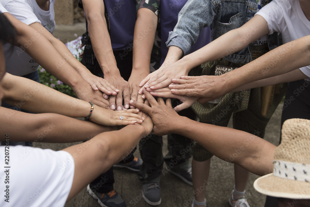 Group of Diverse Hands Together Joining Concept