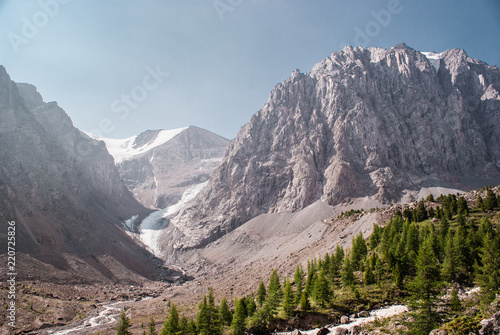 Aktru glacier. Alpine scenery at Altai Mountains