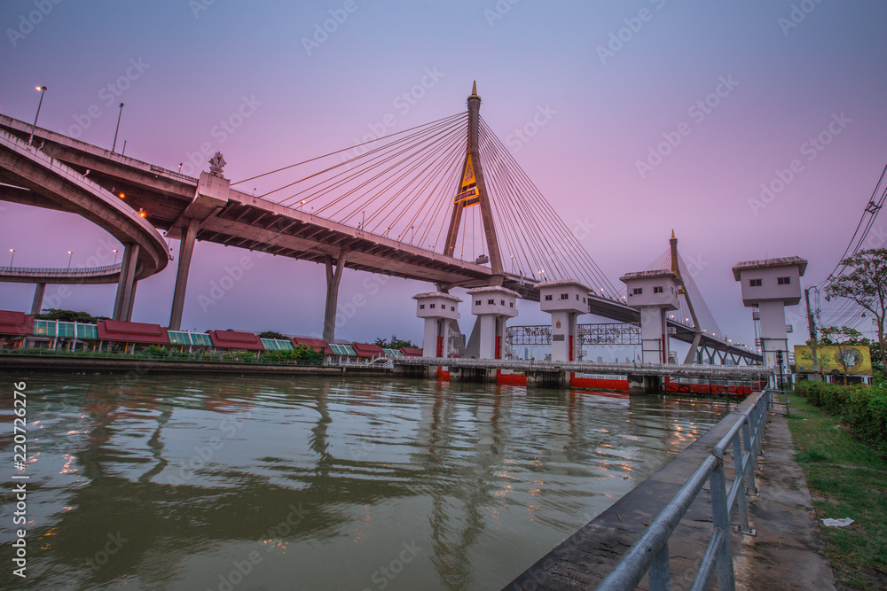 Bhumibol Bridge in Thailand, also known as the Industrial Ring Road