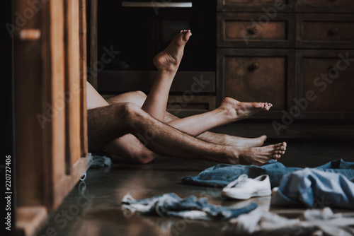 Attractive Passionate Couple Having Sex in Kitchen