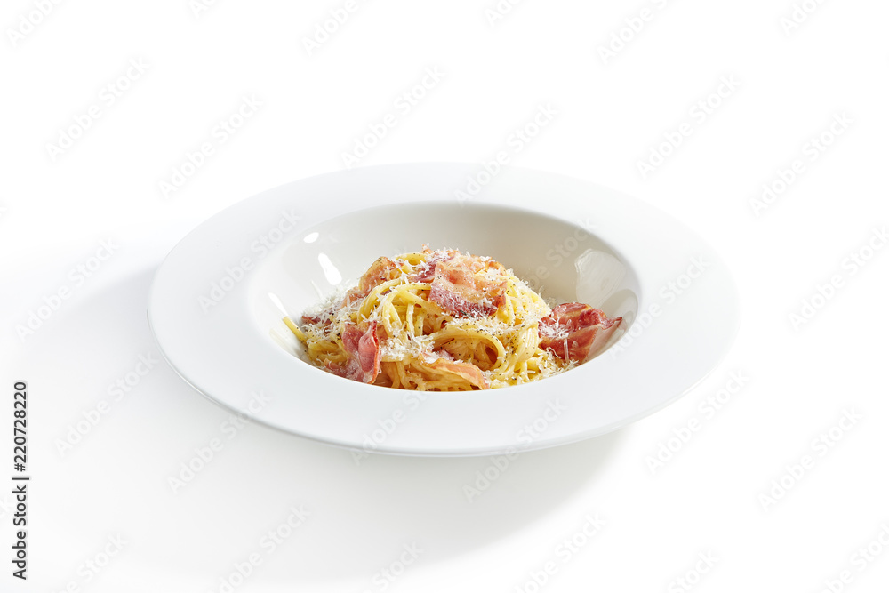 Macro Photo of Yummy Spaghetti Carbonara Macro Photo of Yummy Spaghetti Carbonara