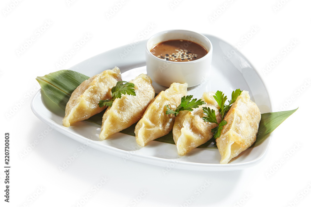Oriental Fried Dim Sum, Gyoza, Dim Sum or Jiaozi Isolated Oriental Fried Dim Sum, Gyoza, Dim Sum or Jiaozi Isolated