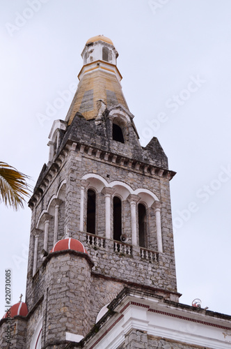 low view angle of bell tower of Parroquia de San Francisco de Asís