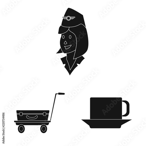 Vector illustration of airport and airplane logo. Collection of airport and plane stock vector illustration.