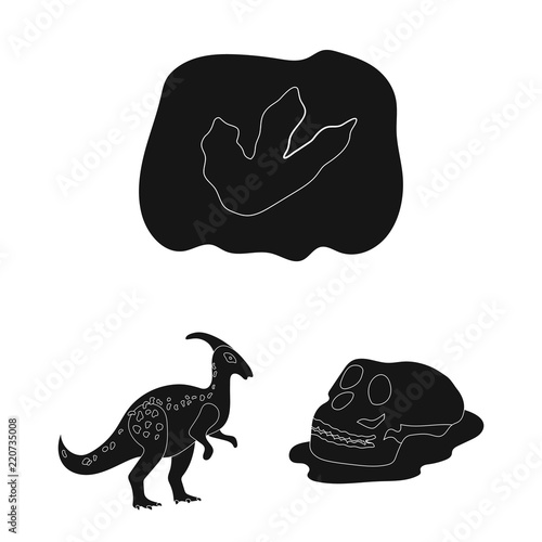Different dinosaurs black icons in set collection for design. Prehistoric animal vector symbol stock web illustration.