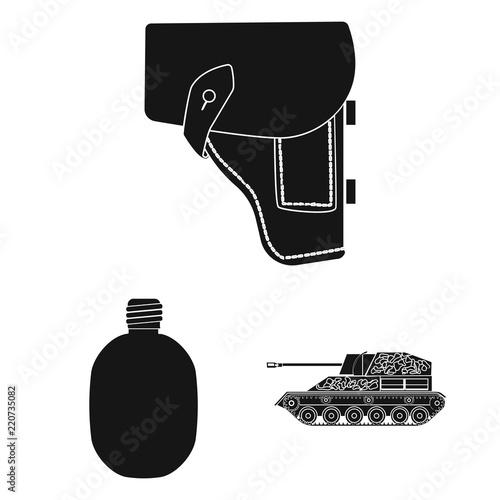 Army and armament black icons in set collection for design. Weapons and equipment vector symbol stock web illustration.