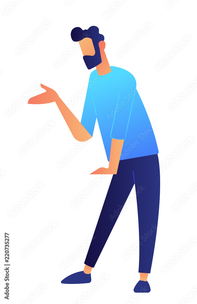 Manager standing and showing at something vector illustration