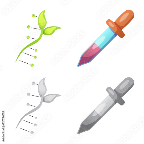 Vector illustration of genetic and plant logo. Set of genetic and biotechnology stock symbol for web.