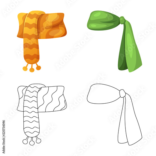 Isolated object of scarf and shawl logo. Set of scarf and accessory stock vector illustration.
