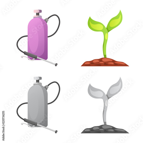 Vector design of genetic and plant sign. Collection of genetic and biotechnology stock symbol for web.