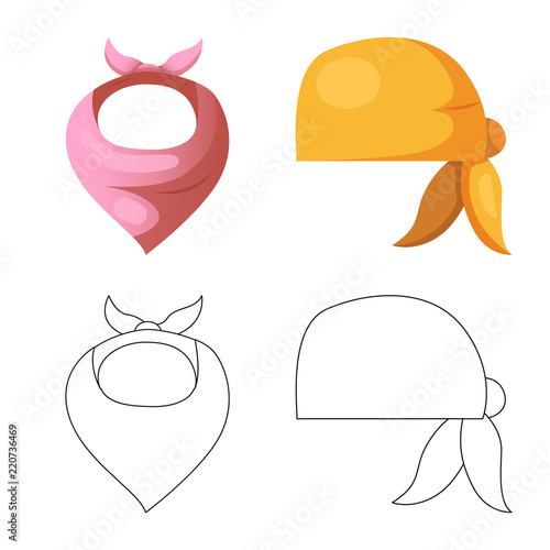 Vector design of scarf and shawl sign. Set of scarf and accessory stock vector illustration.