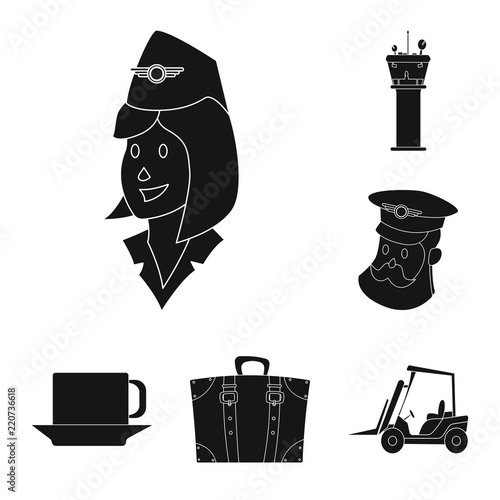 Isolated object of airport and airplane symbol. Collection of airport and plane stock symbol for web.