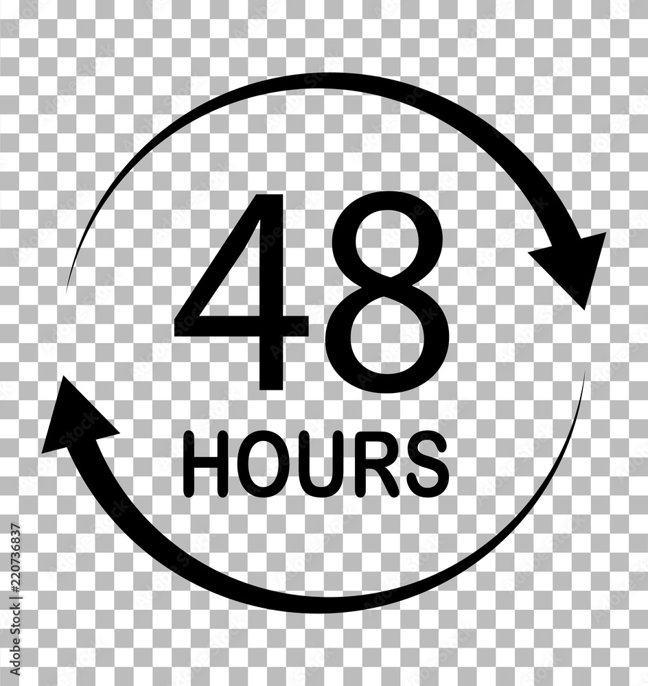 48 hours on transparent background. 48 hours sign. flat style. 48 hours