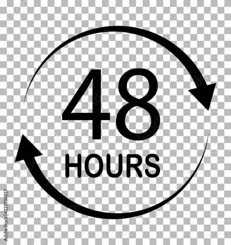 48 hours on transparent background. 48 hours sign. flat style. 48 hours icon for your web site design, logo, app, UI.