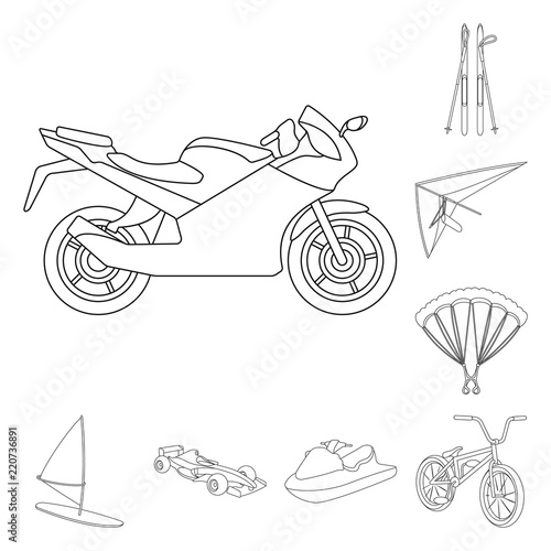 Extreme sport outline icons in set collection for design.Different kinds of sports vector symbol stock web illustration.