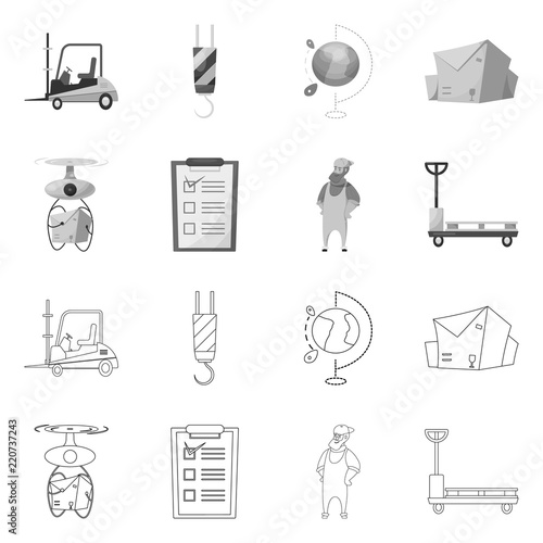 Isolated object of goods and cargo logo. Set of goods and warehouse stock symbol for web.