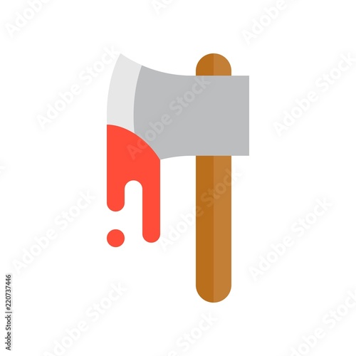 bloody axe, Halloween related icon, flat design