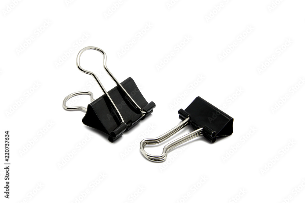 Black paper clip isolated on a white background, With clipping path Black paper clip isolated on a white background, With clipping path