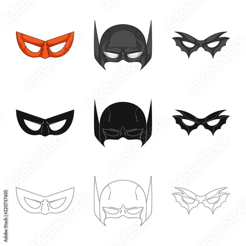Vector illustration of hero and mask symbol. Set of hero and superhero stock vector illustration.