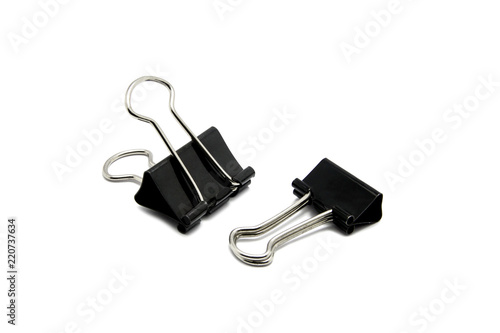 Black paper clip isolated on a white background, With clipping path