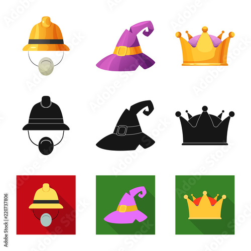 Isolated object of headwear and cap logo. Collection of headwear and accessory vector icon for stock.