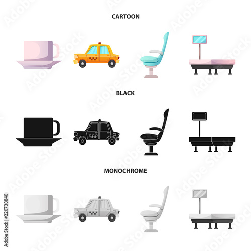 Vector design of airport and airplane symbol. Set of airport and plane vector icon for stock.