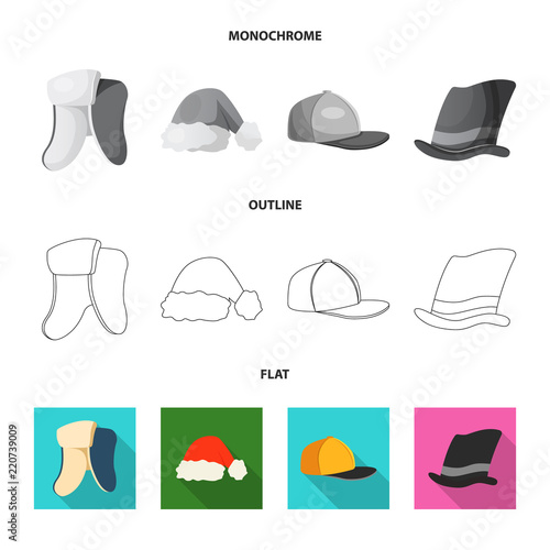 Vector design of headwear and cap symbol. Collection of headwear and accessory stock symbol for web.