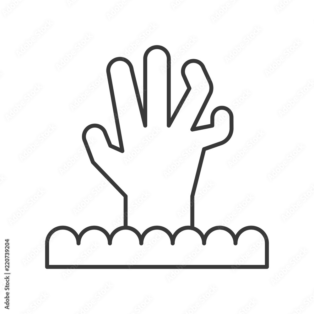zombie hand, halloween related hollow outline icon, editable stroke zombie hand, halloween related hollow outline icon, editable stroke