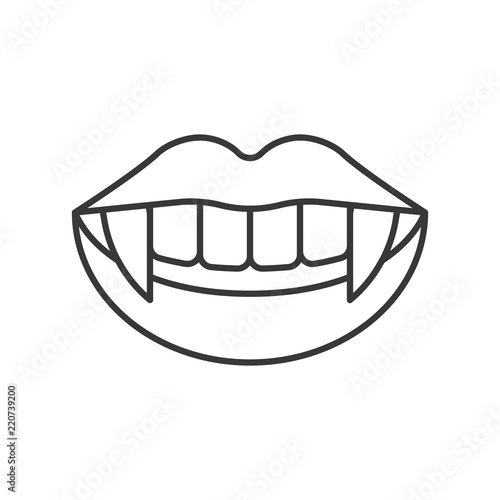vampire teeth, halloween related hollow outline icon, editable stroke