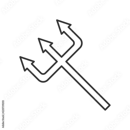 devil trident, Halloween related hollow outline icon, editable stroke