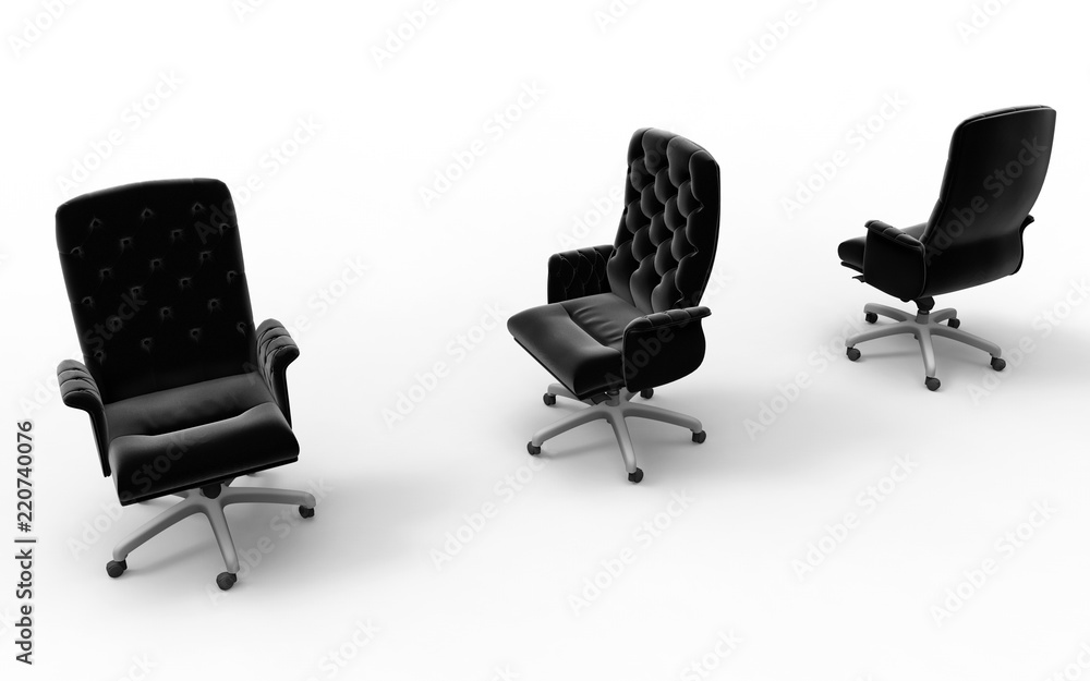 3D render - three leather office chairs 3D render - three leather office chairs