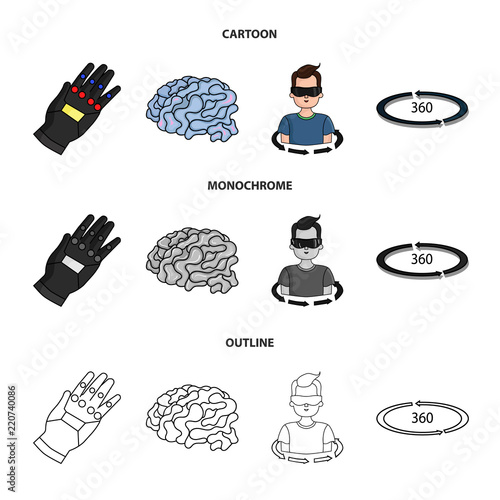 Technology, innovation, man, complemented .Virtual reality set collection icons in cartoon,outline,monochrome style vector symbol stock illustration web.