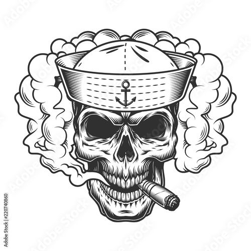 Skull in smoke cloud