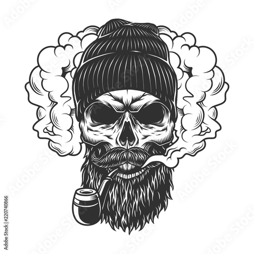 Skull in smoke cloud
