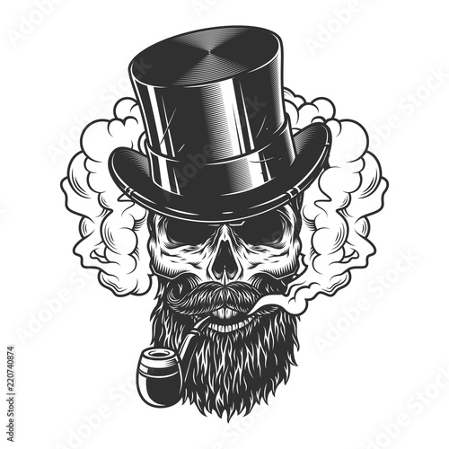 Skull in smoke cloud